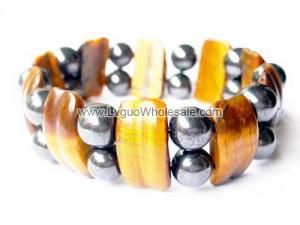 18cm Stone Beaded Hematite Stretch Bracelet